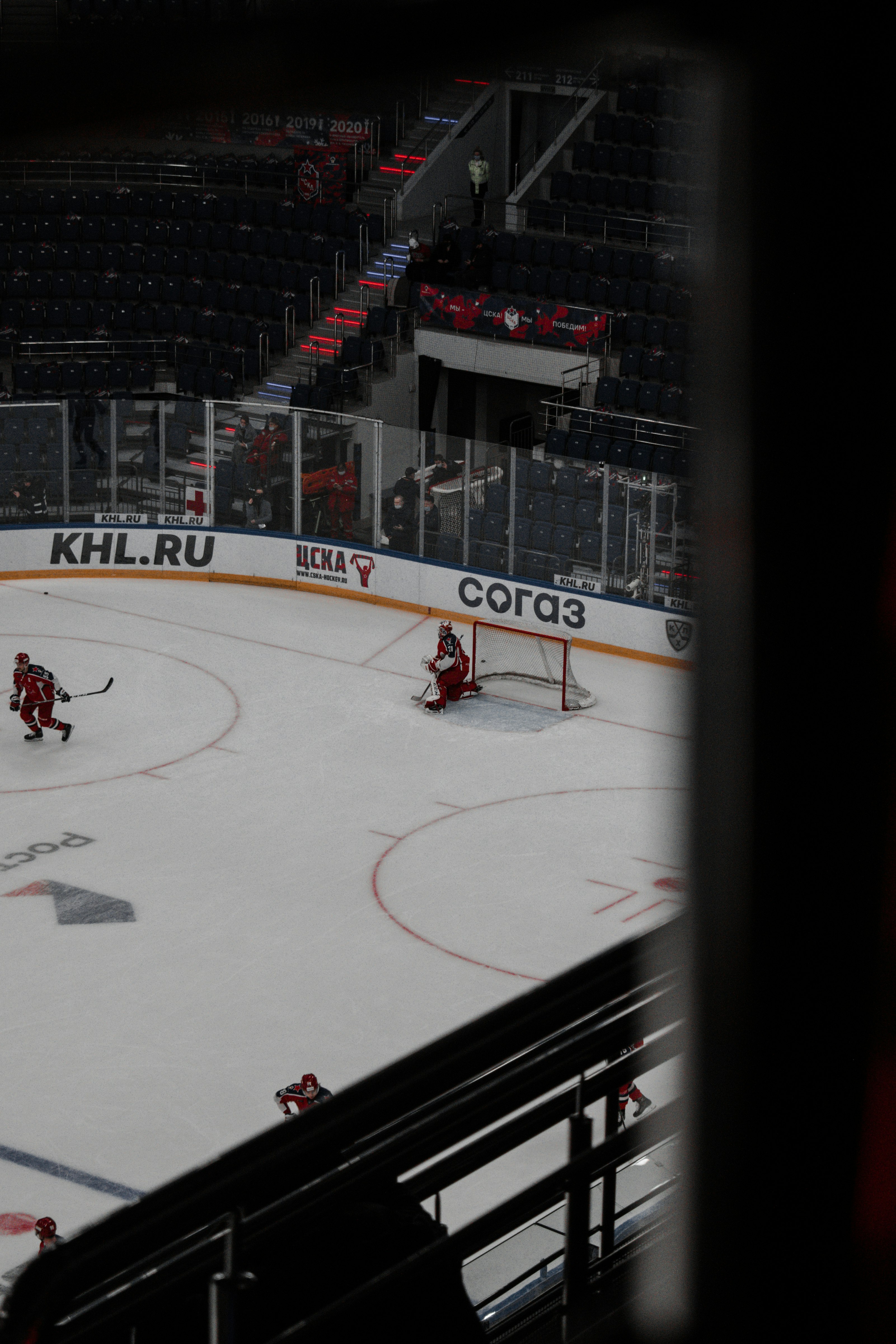 ice hockey players on ice hockey field